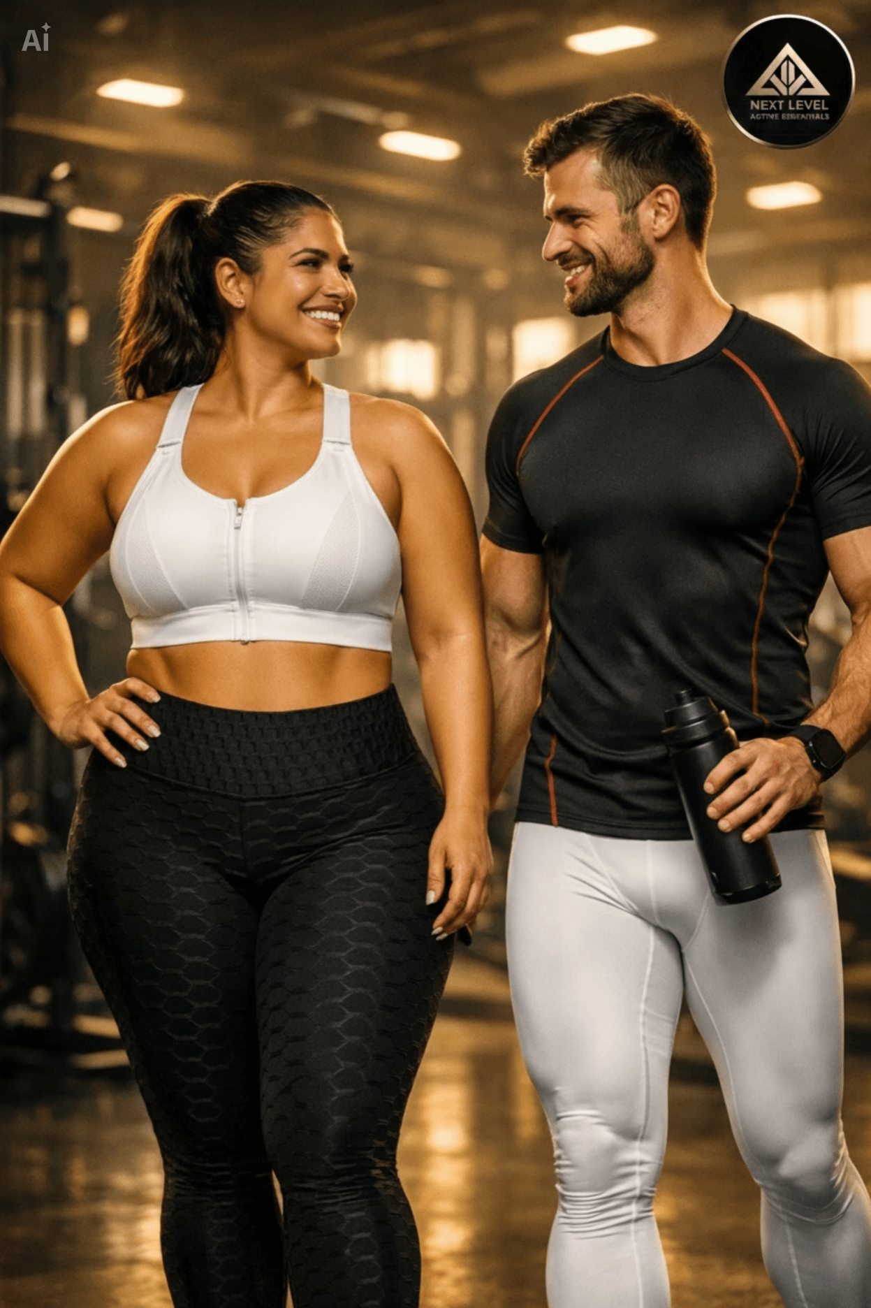 Smiling man and woman wearing Next Level Active Essentials workout Activewear that fits your body 