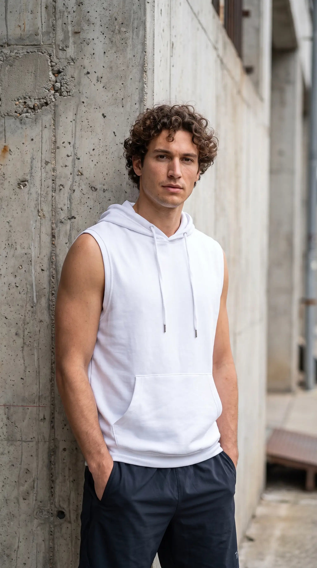 New Summer Men's Muscle Hoodie Vest Sleeveless