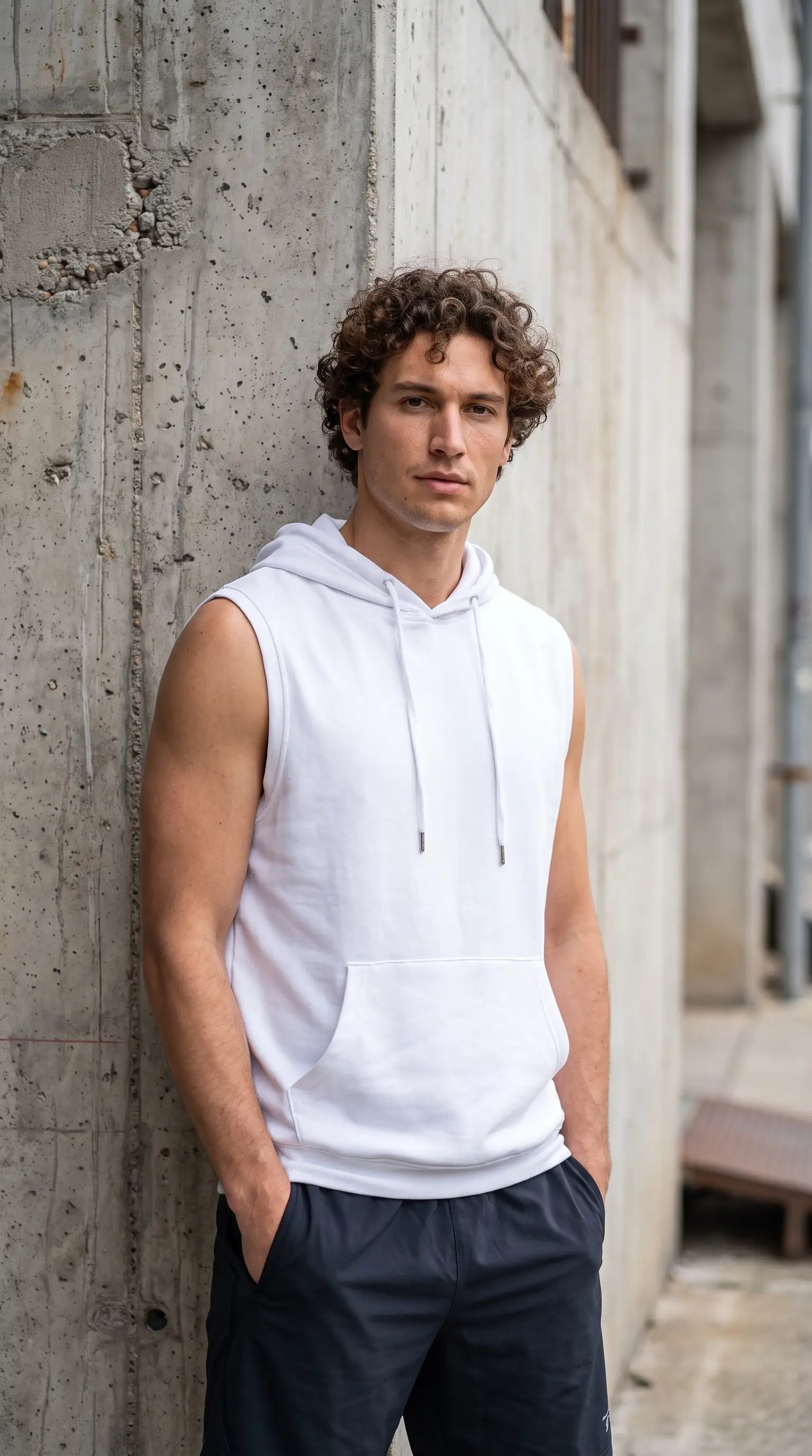 New Summer Men's Muscle Hoodie Vest Sleeveless