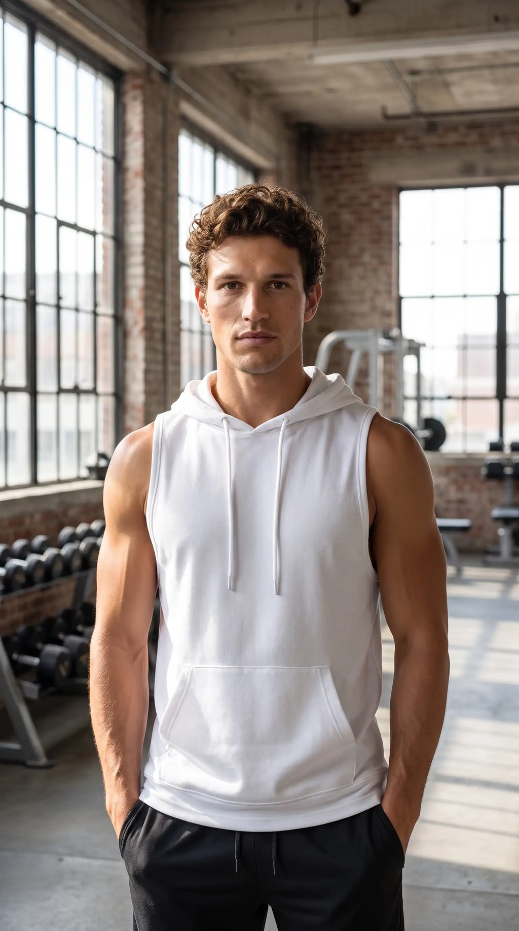 New Summer Men's Muscle Hoodie Vest Sleeveless