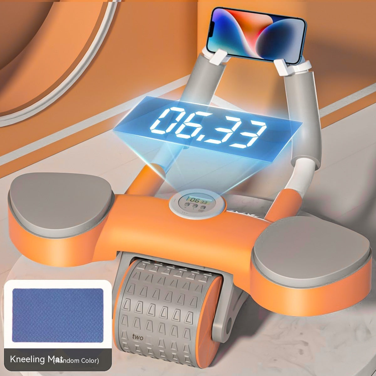 Abdominal Wheel Automatic Rebound Fitness Equipment with digital display and phone holder for core workouts.