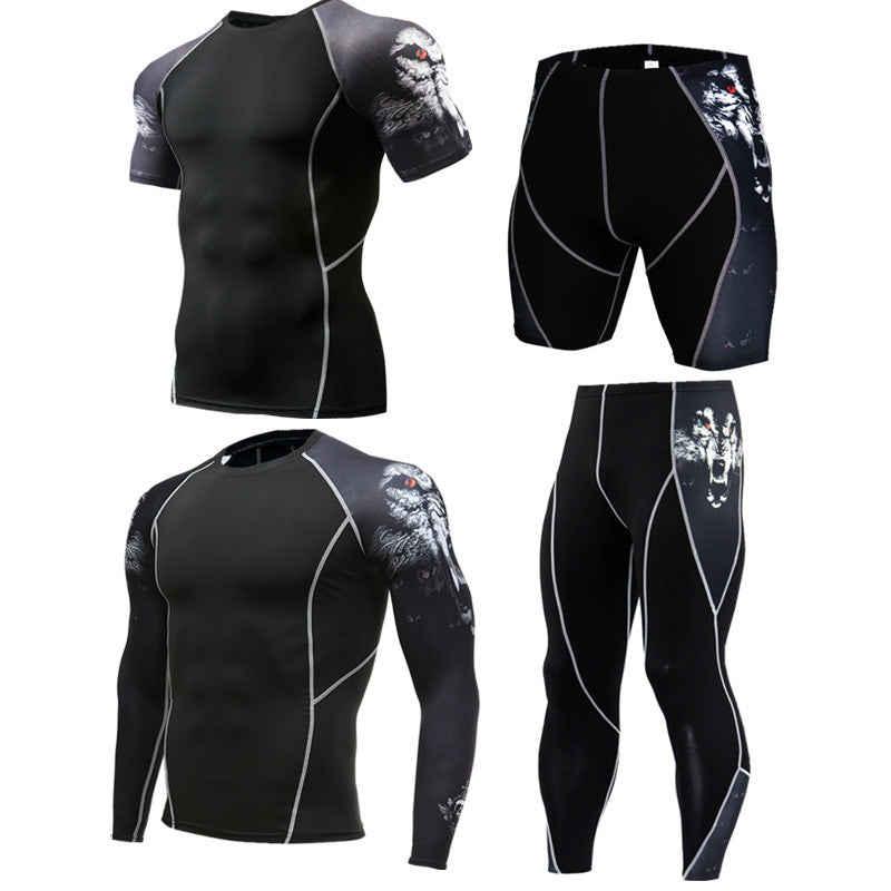 Sportswear quick-drying running suit featuring a short-sleeve top and fitted leggings for enhanced performance and comfort.