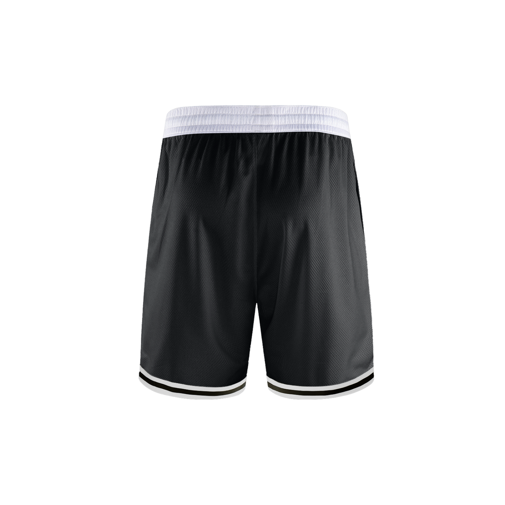 Loki & Ivy Classic Stripe Trim Basketball Shorts rear view, featuring breathable fabric and stylish stripe design.