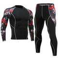Sportswear quick-drying running suit featuring a black design with vibrant graphic details for athletes and fitness enthusiasts.