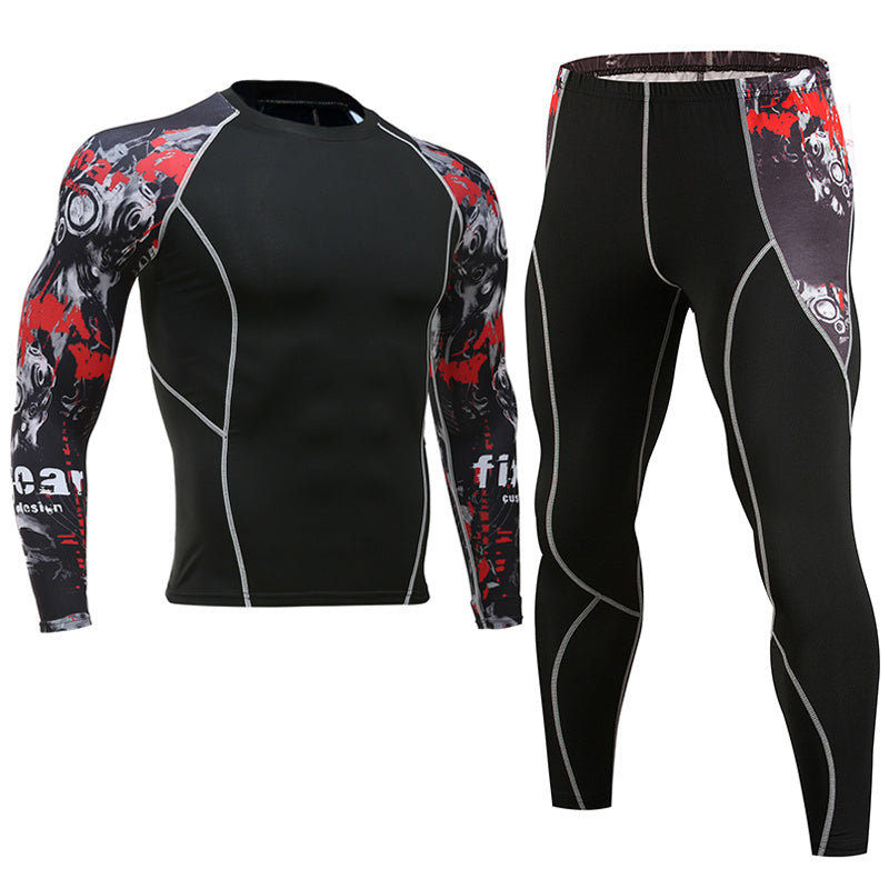 Sportswear quick-drying running suit featuring a black design with vibrant graphic details for athletes and fitness enthusiasts.