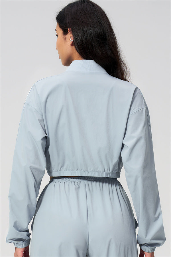 The Spunk UV protection Jacket Sweatpants 2-Piece Set showcasing the back view of the jacket in a light blue color.