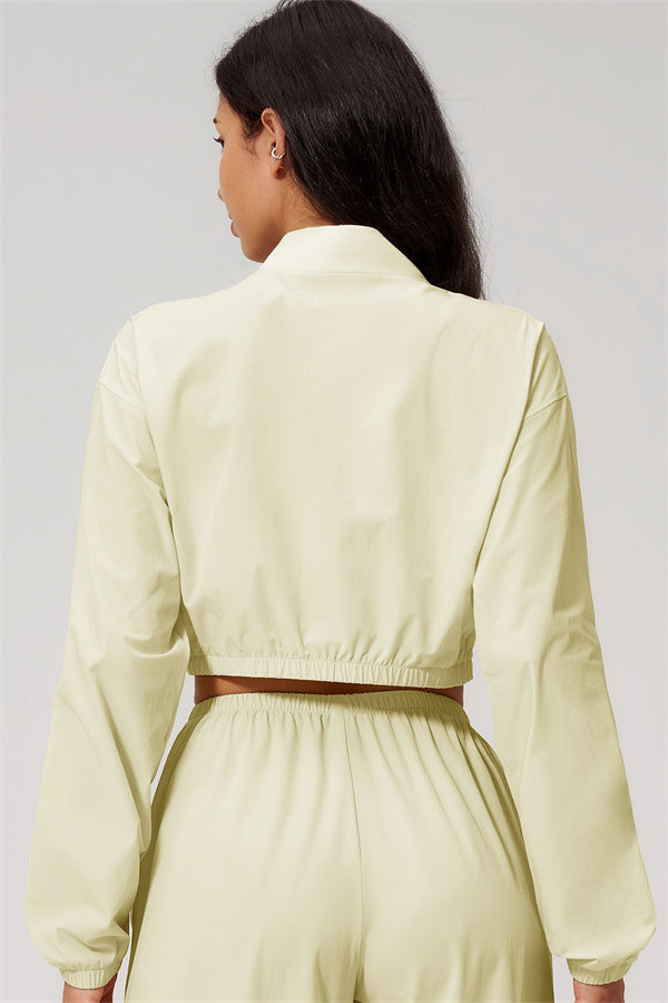 Back view of The Spunk UV protection Jacket Sweatpants 2-Piece Set featuring a cropped design and relaxed fit.