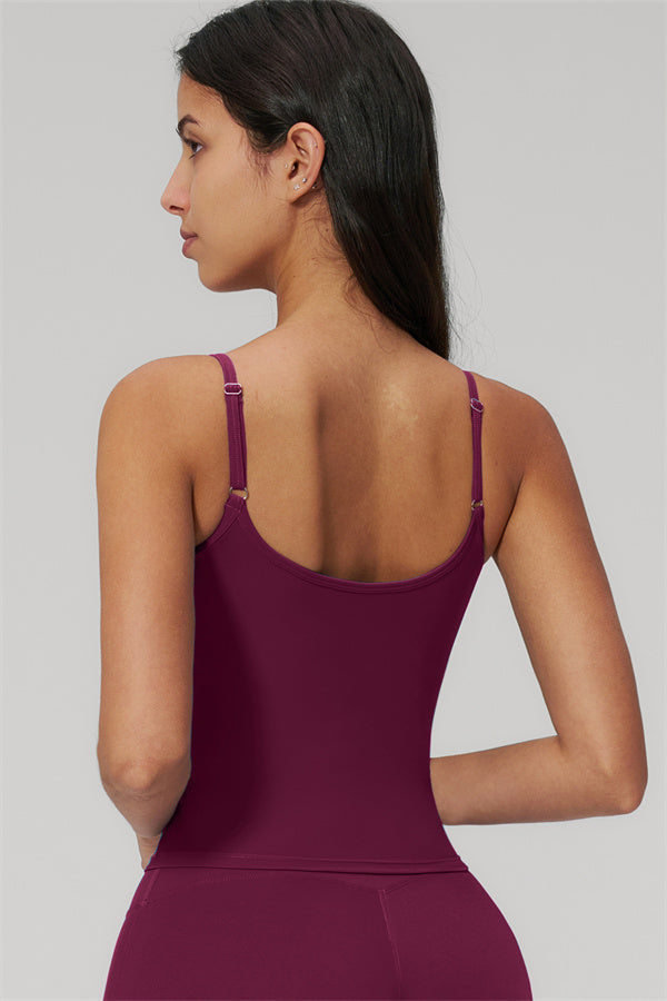 Model wearing The Rapture Tank Top Flared Leggings 2-Piece Set from the back, showcasing the top's design.