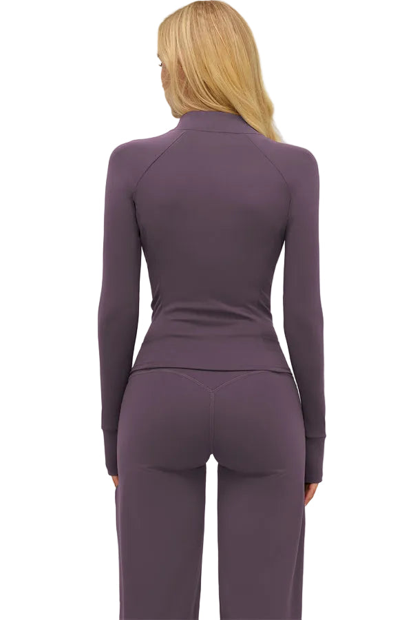 Twirl Zip Jacket Halter Tank Top & Straight‑Leg Pants Set | High-End 3‑Piece Activewear – Fitglutes