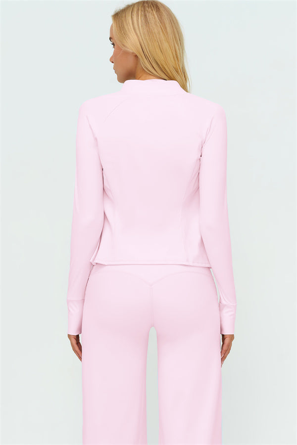 Twirl Zip Jacket Halter Tank Top & Straight‑Leg Pants Set | High-End 3‑Piece Activewear – Fitglutes