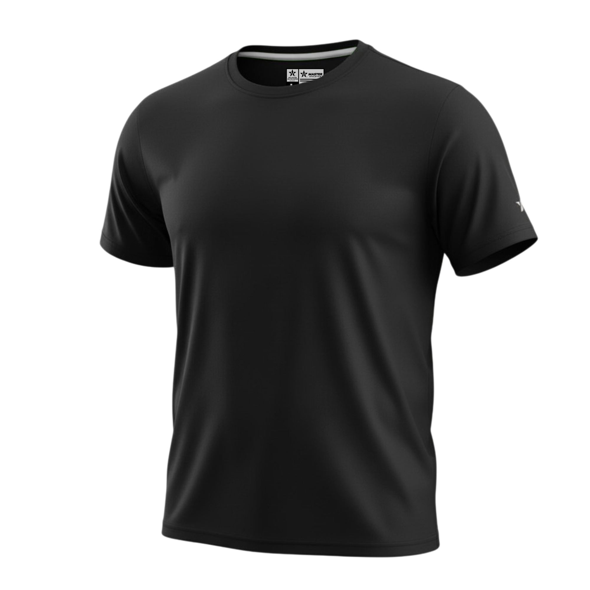 Master Athletics Men's Elite Performance Stretch Crew - UPF 50+ in black, perfect for activewear and outdoor activities.