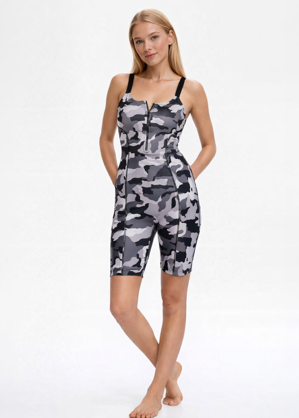 Grey Camo Romper Made in USA