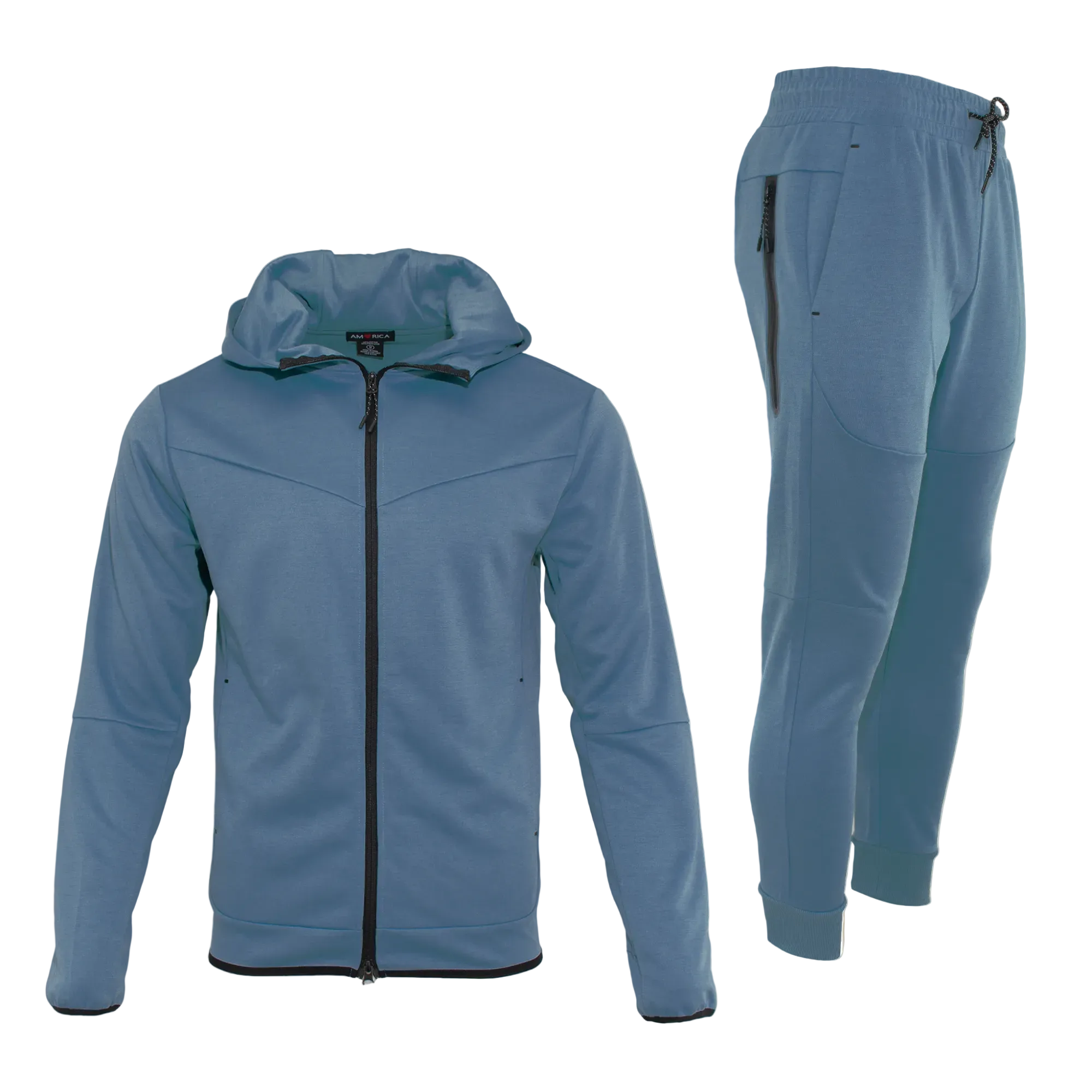Men's Pro-Motion UltraTech Fleece Set featuring a hoodie and joggers in blue color.