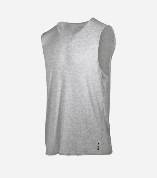 Bamboo Aerotech Tank Top Made in the USA in light gray, perfect for comfort and active wear.