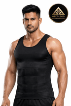 Men’s Slimming Compression Vest Male athlete wearing a black compression vest with 'Next Level' branding on a white background