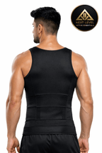 Men’s Slimming Compression Vest Man wearing a black Compression Vest with 'Next Level' branding on a white background