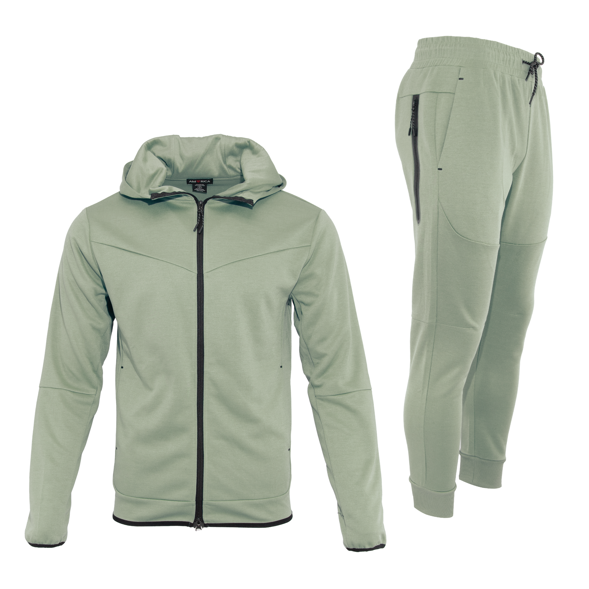 Men's Pro-Motion UltraTech Fleece Set in mint green, featuring a stylish hoodie and matching joggers.