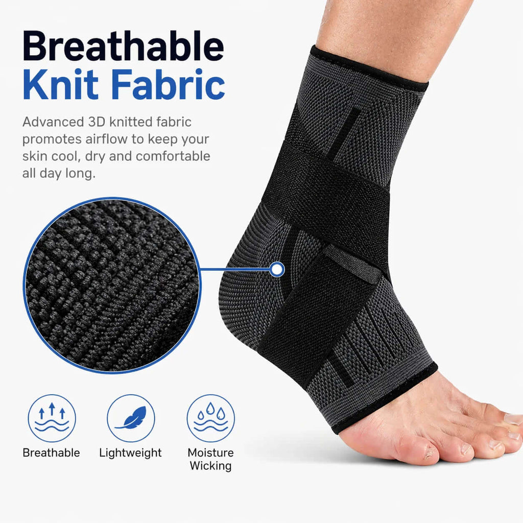 Ankle Support Brace with Adjustable Wrap Breathable Knit Compression Sleeve for Sports Workout Running Walking Fitness Daily 
