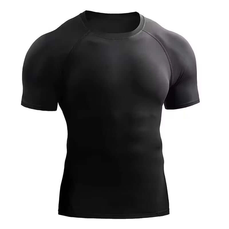 Men's quick-dry performance training compression shirt – Stretch Compression Tee for Running & HIIT in black.