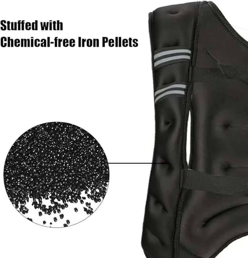 Adjustable Weighted Training Vest for Running & Strength for Men & Women – Adjustable Load Training Vest for Running & Strength with chemical-free iron pellets.