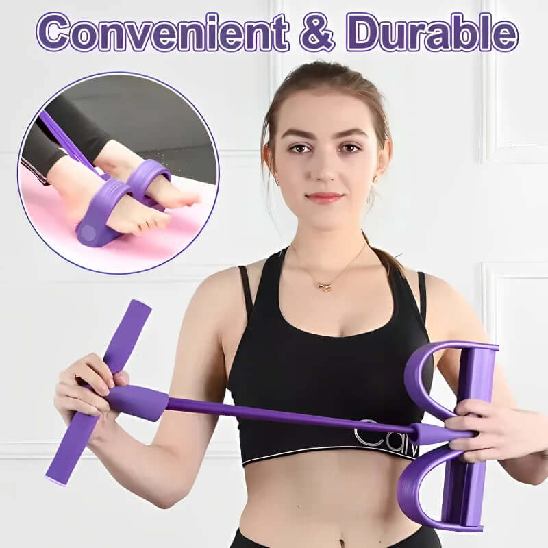 4-Tube Pedal Resistance Band Trainer for convenient and durable workouts at home or on the go.