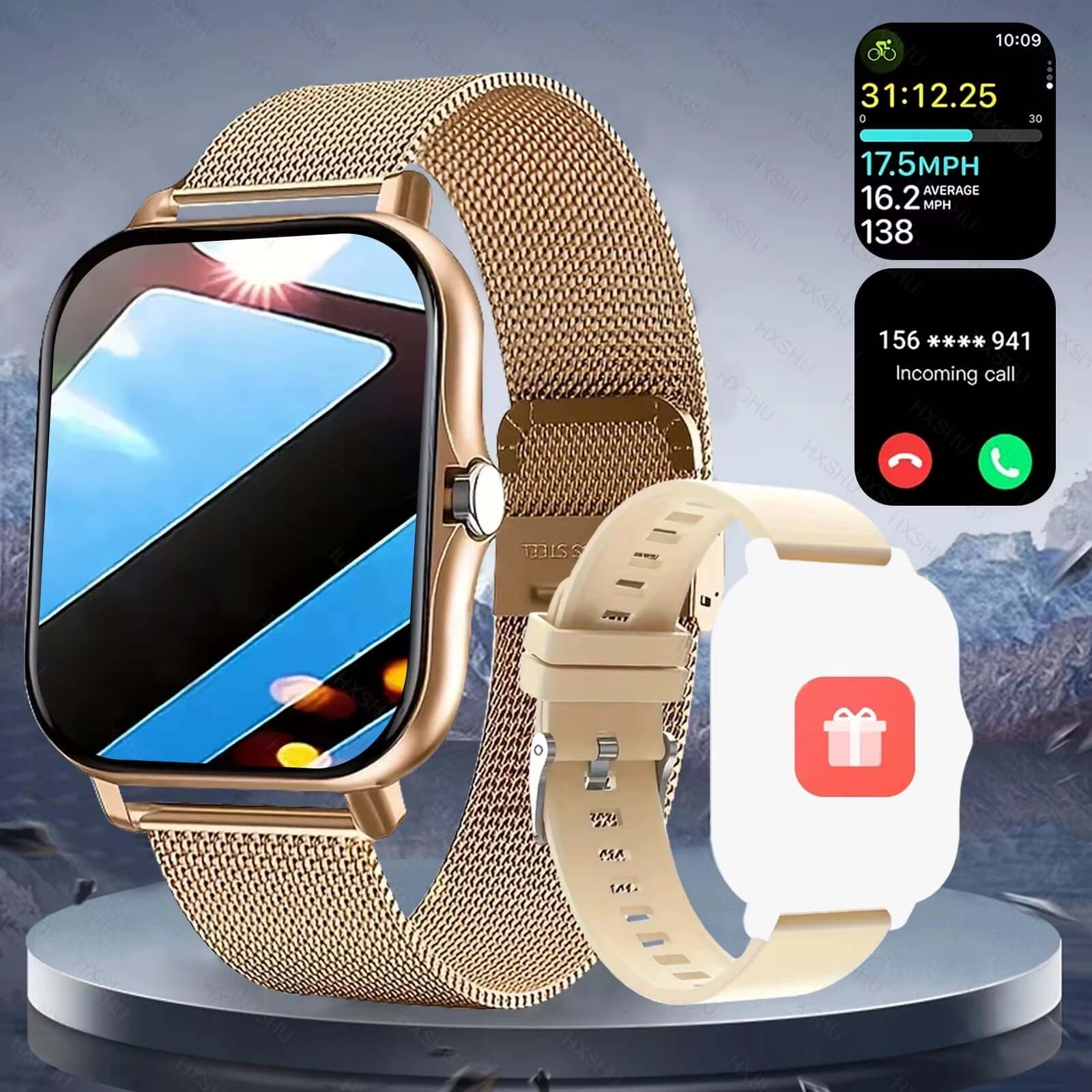 Fitness Smartwatch – Bluetooth Calling, Full Touch Screen, Multi-Sport Tracking with sleek design and vibrant display.