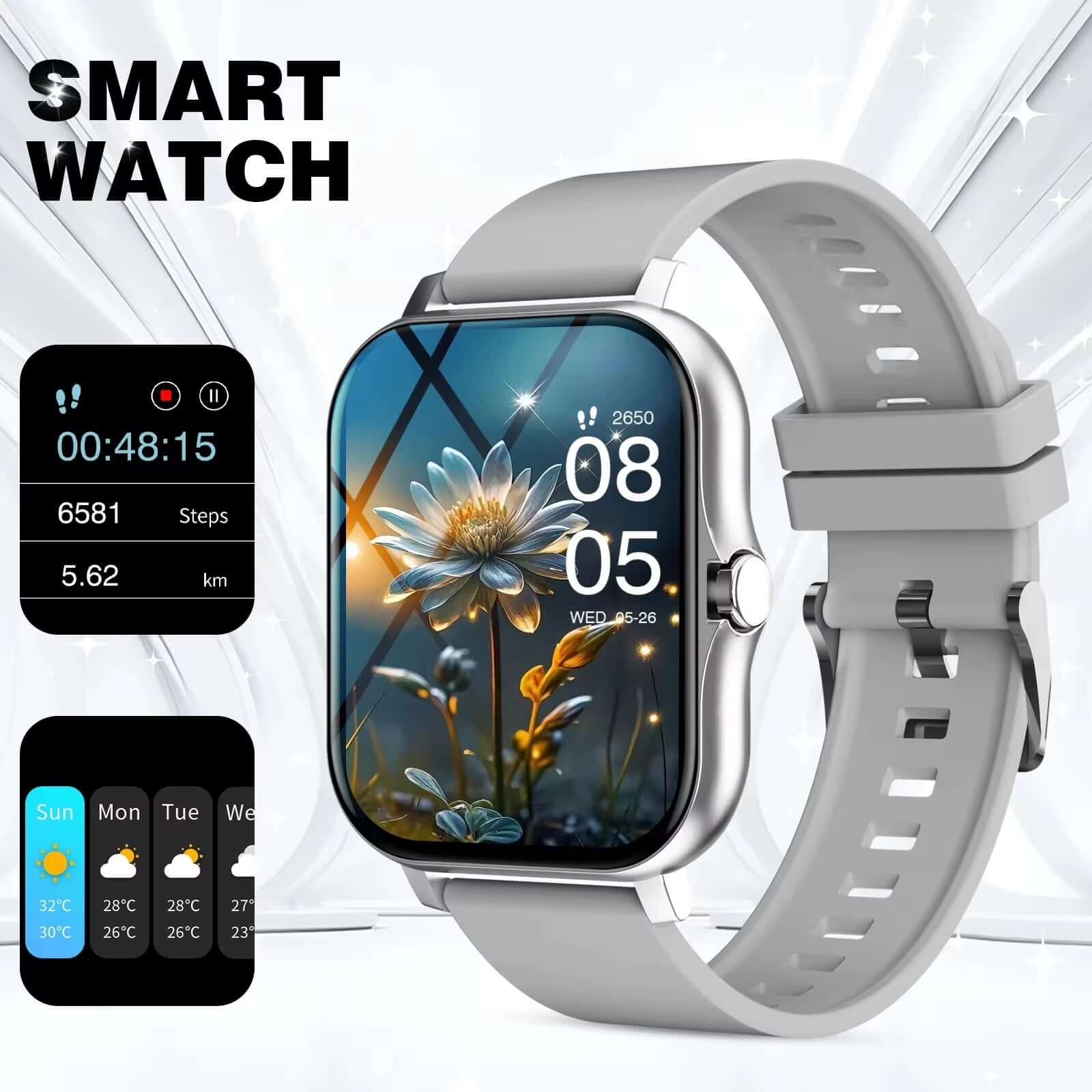 Fitness Smartwatch – Bluetooth Calling, Full Touch Screen, Multi-Sport Tracking with vibrant display and sleek design.