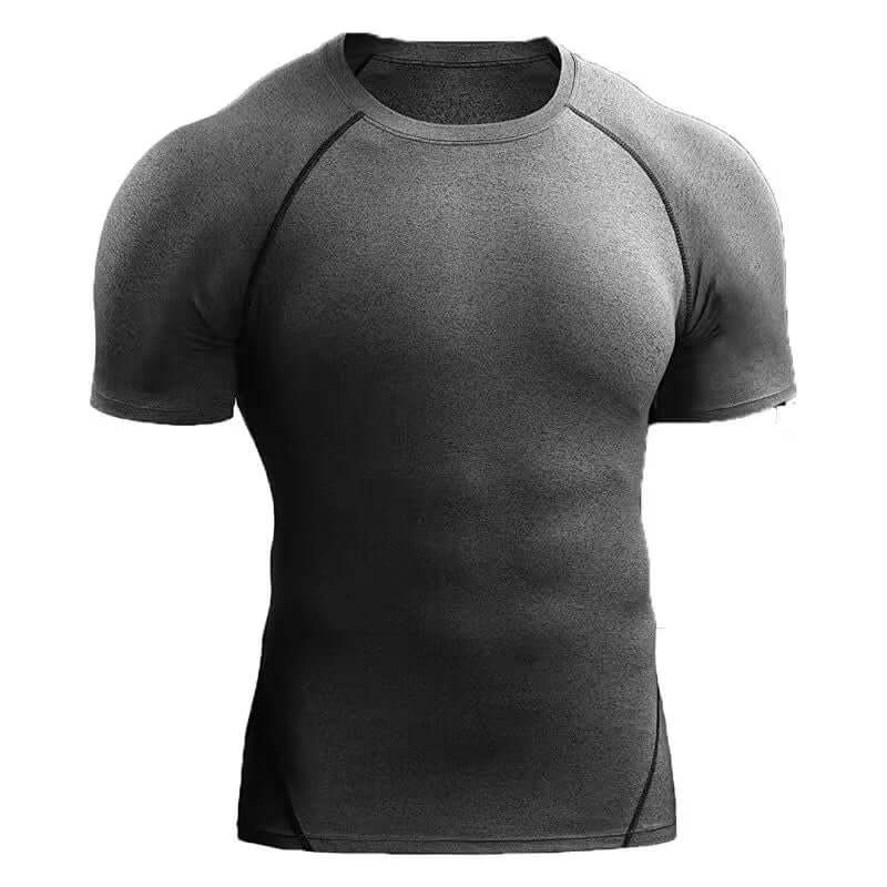 Men's quick-dry performance training compression shirt – Stretch Compression Tee for Running & HIIT in Gray
