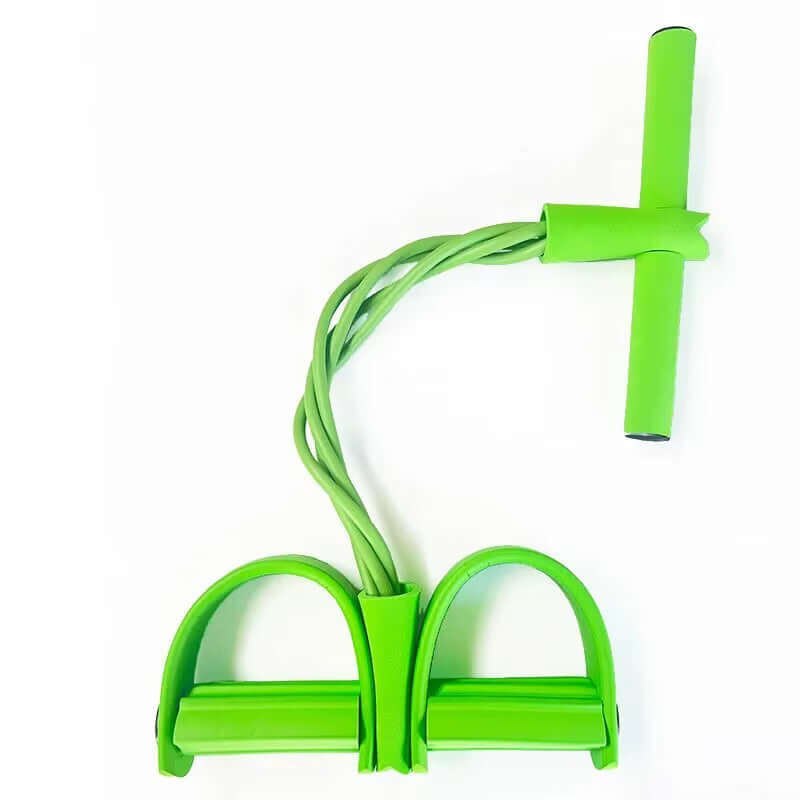 4-Tube Pedal Resistance Band Trainer for full-body workouts at home or on the go. Green Model