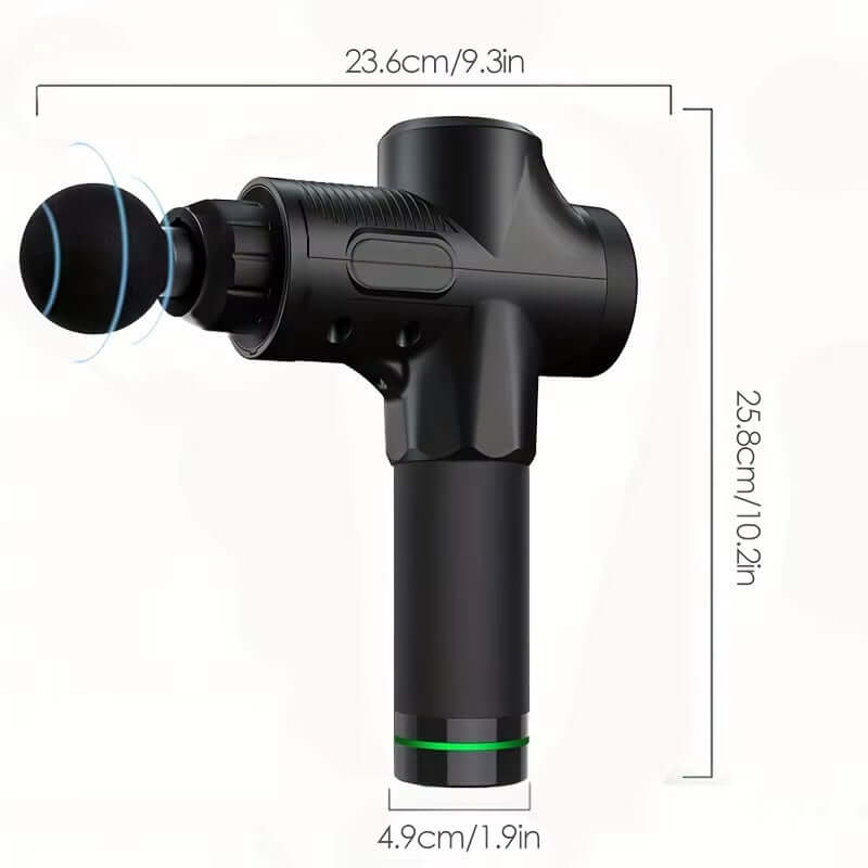 Deep Tissue Percussion Massage Gun-30-Speed Muscle Recovery dimensions and design for effective muscle relief.