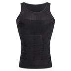 Men’s Slimming Compression Vest Black Compression Vest   with textured design on a white background