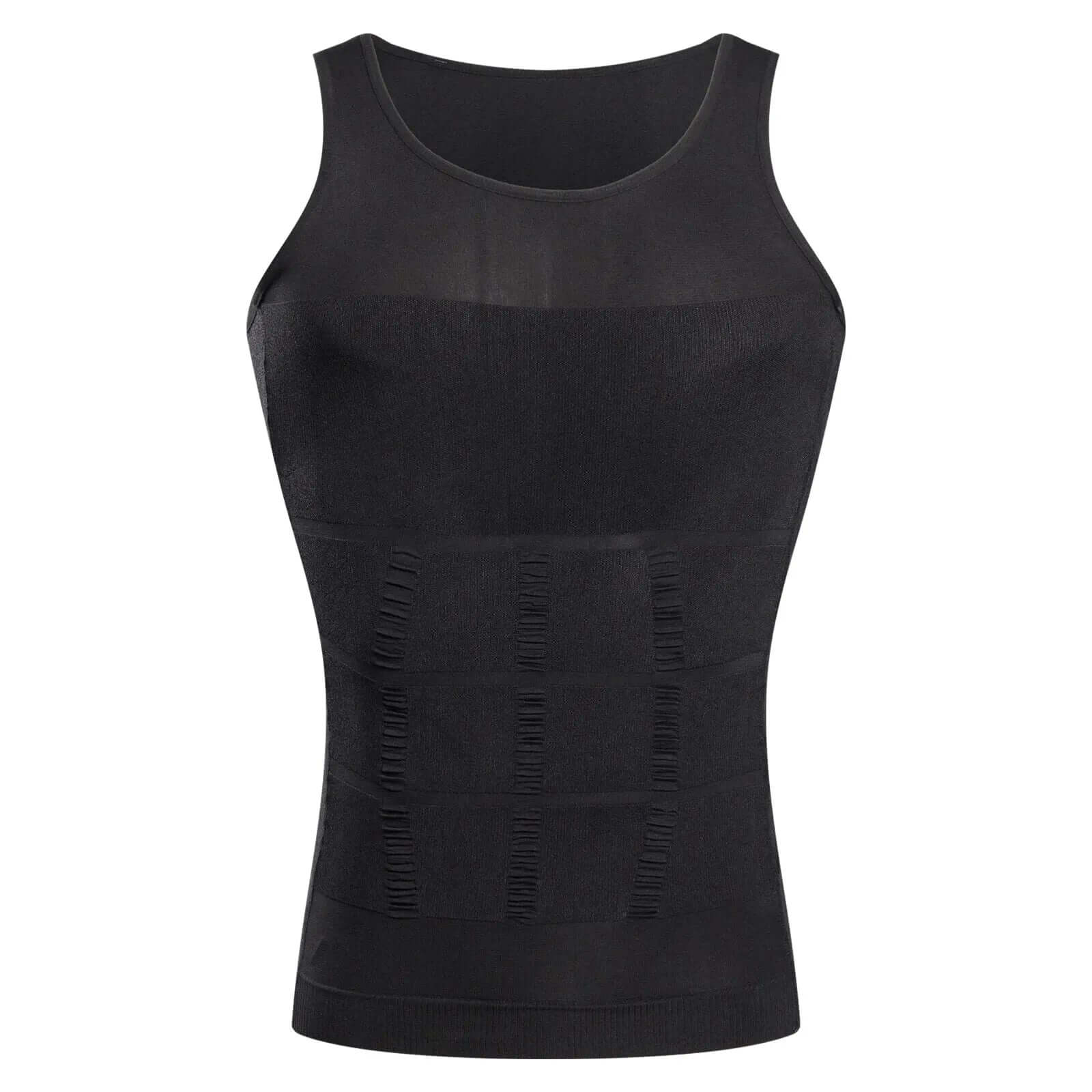 Men’s Slimming Compression Vest Black Compression Vest   with textured design on a white background