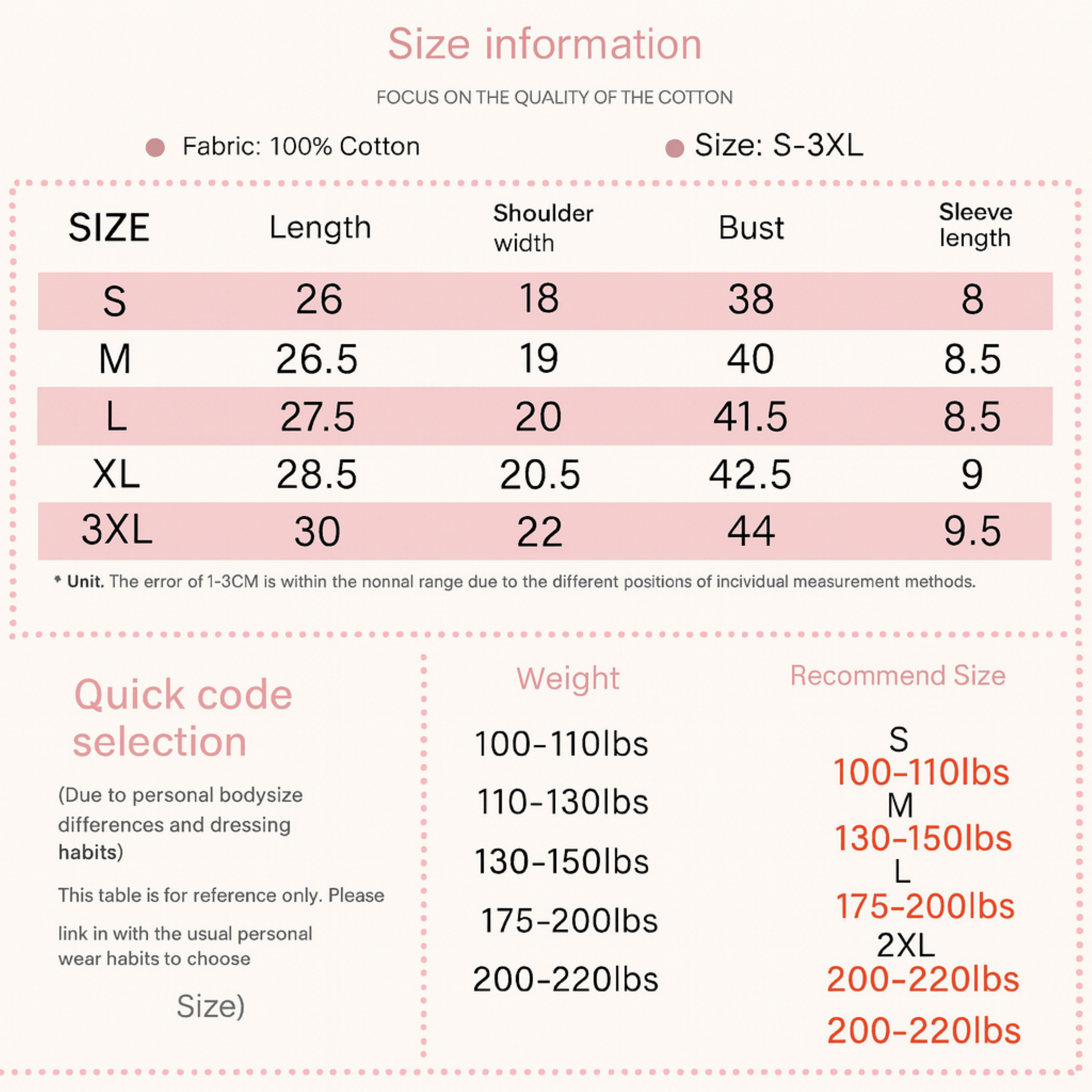 Size chart for Men's quick-dry performance training compression shirt – Stretch Compression Tee for Running & HIIT in S-3XL.