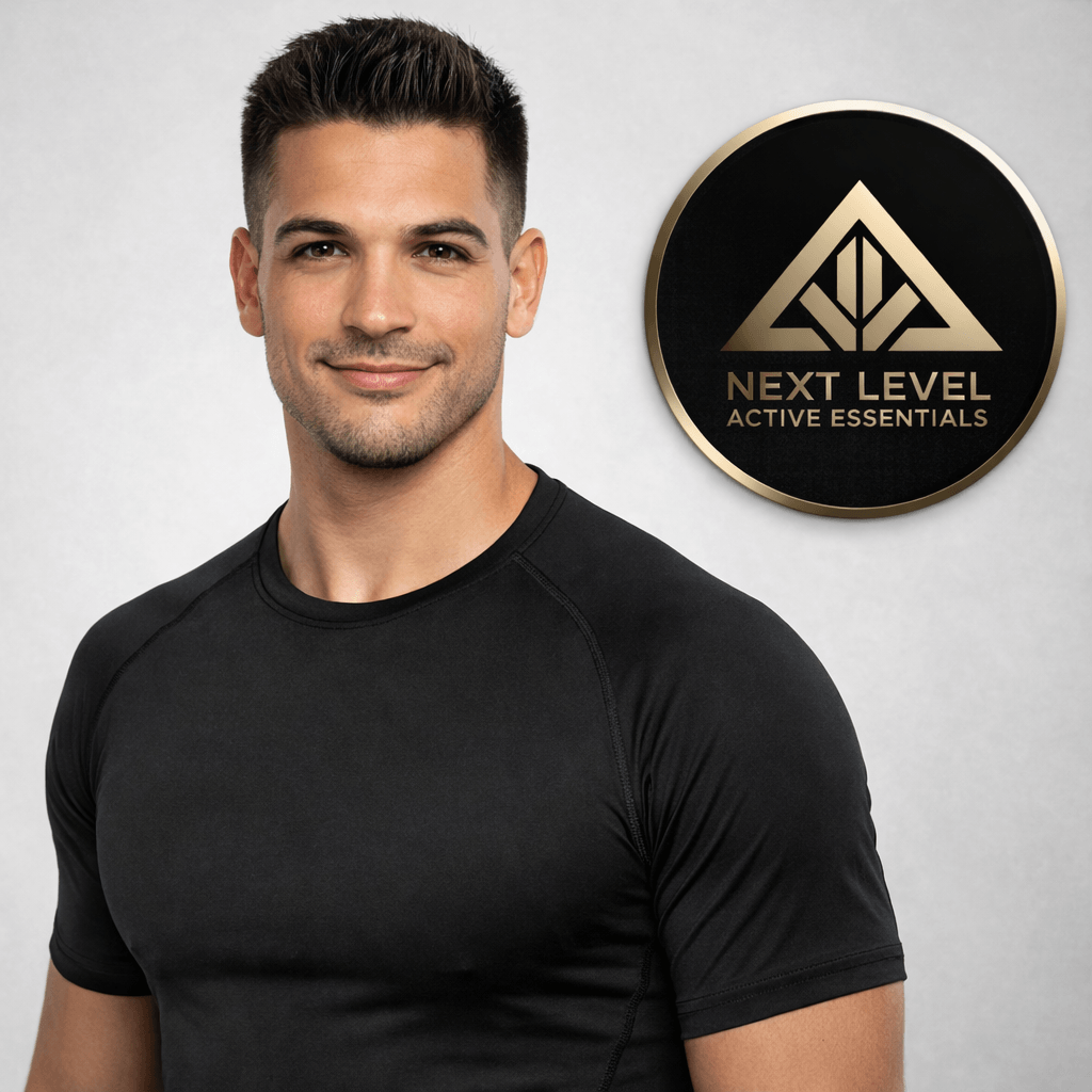Personal Trainer wearing a Black Men's quick-dry performance training compression shirt – Stretch Compression Tee for Running & HIIT 