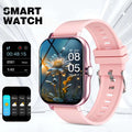 Fitness Smartwatch – Bluetooth Calling, Full Touch Screen, Multi-Sport Tracking with a pink strap and vibrant display.