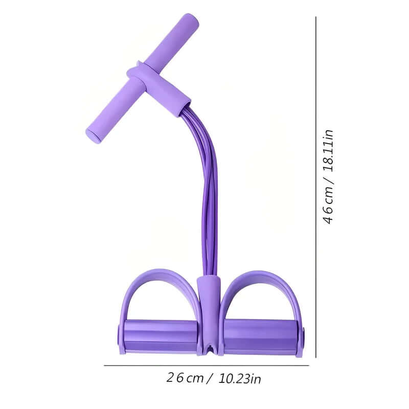 4-Tube Pedal Resistance Band Trainer for full-body workouts at home or in the gym, with a compact, versatile design.
