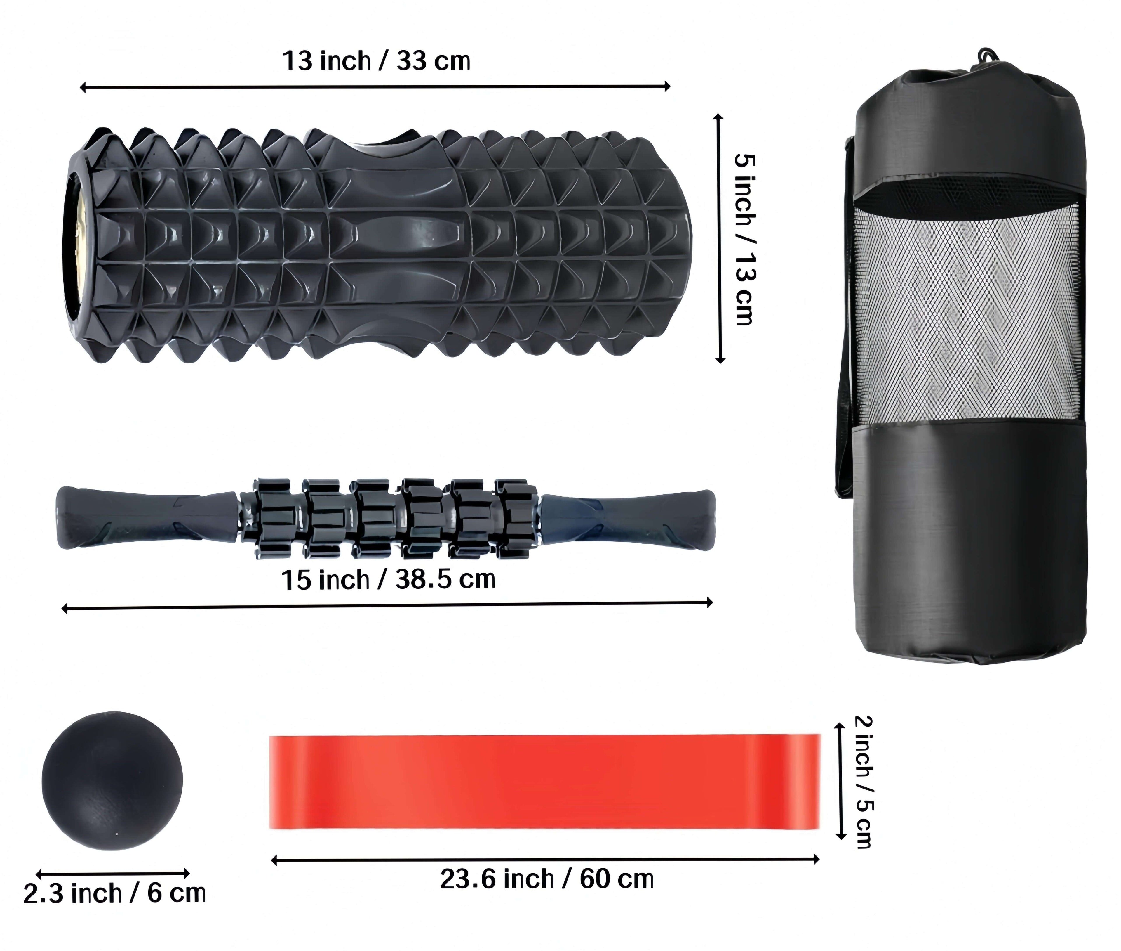 High-Density 5-in-1 Foam Roller Set - Complete Active Recovery System for Whole Body with various tools.