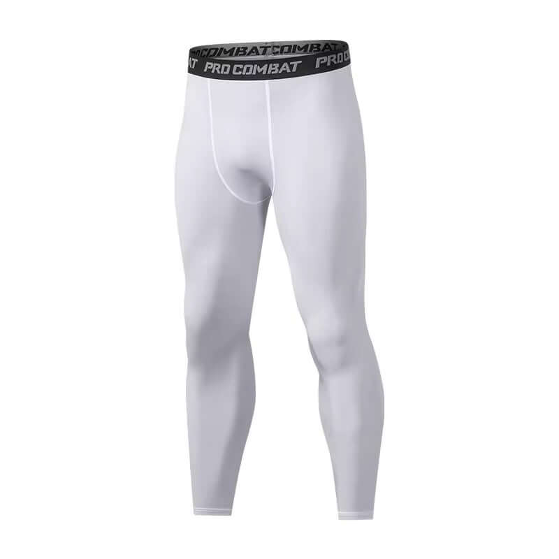 Men's Recovery Compression Tights – Quick-Dry Running Tights & Workout Leggings in white, featuring a comfortable waistband.