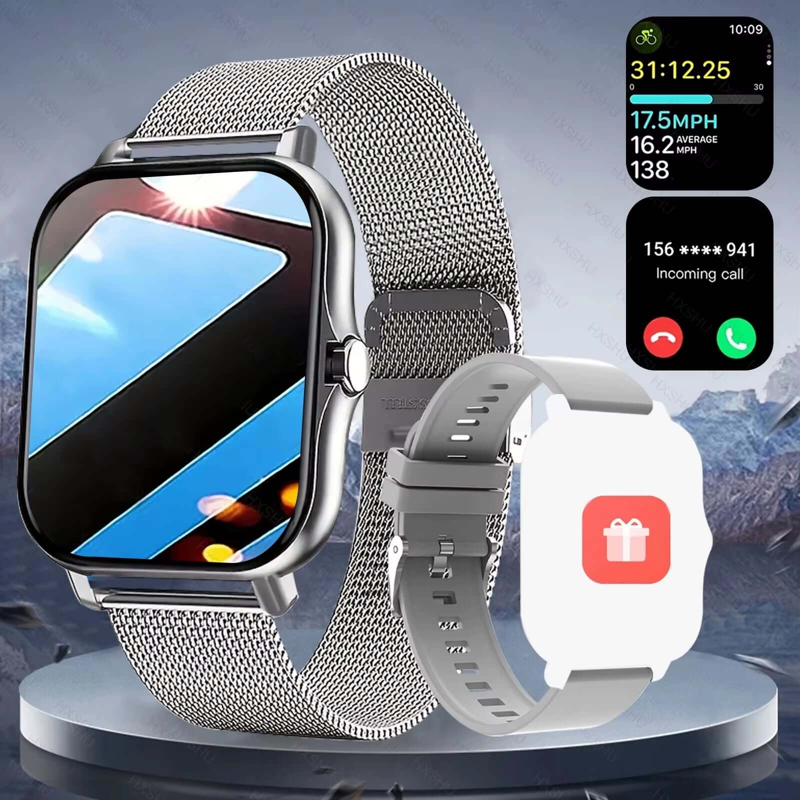 Fitness Smartwatch – Bluetooth Calling, Full Touch Screen, Multi-Sport Tracking with call notifications display.