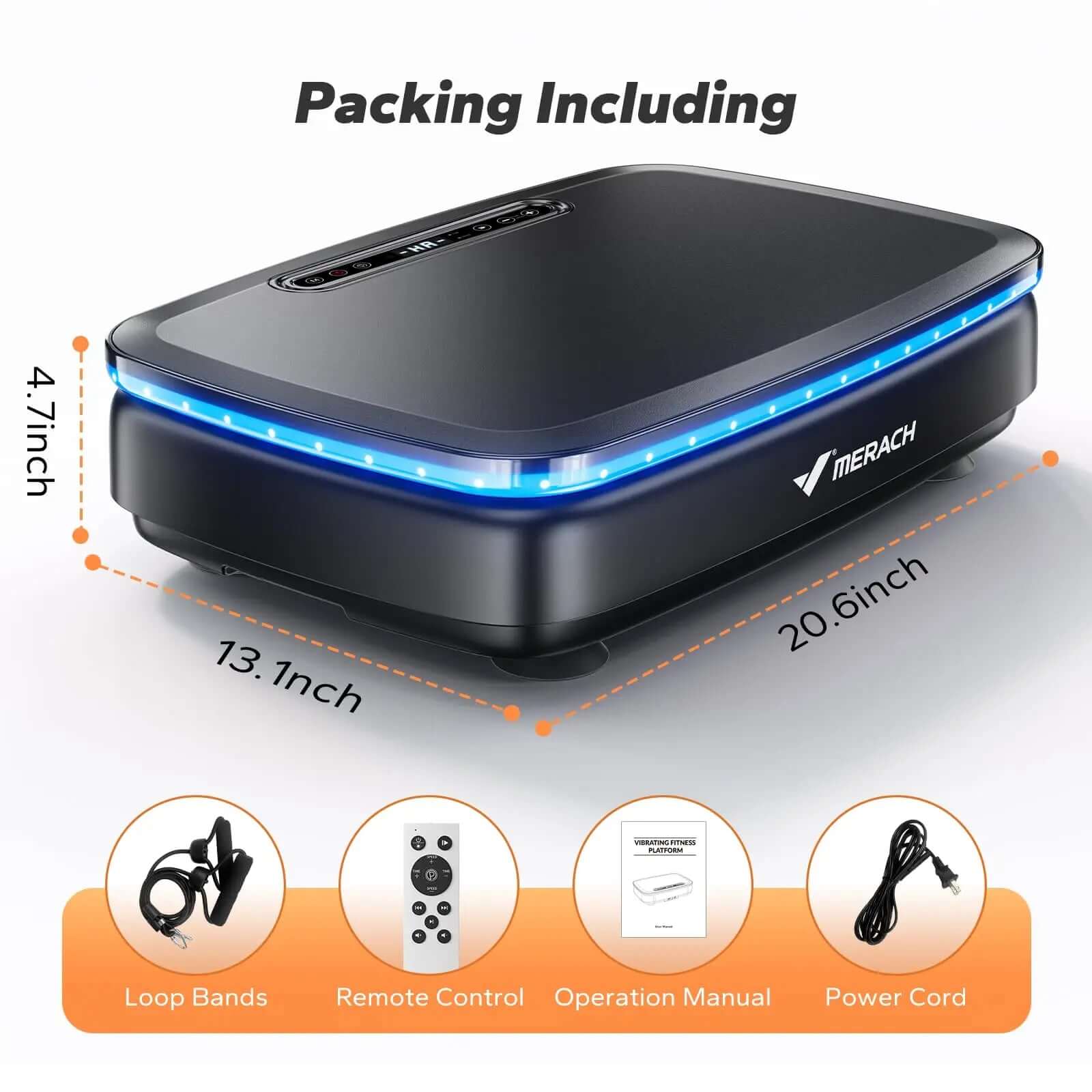 Vibration Plate Exercise Machine – Full-Body Fitness Platform with Resistance Bands including loop bands and remote control.