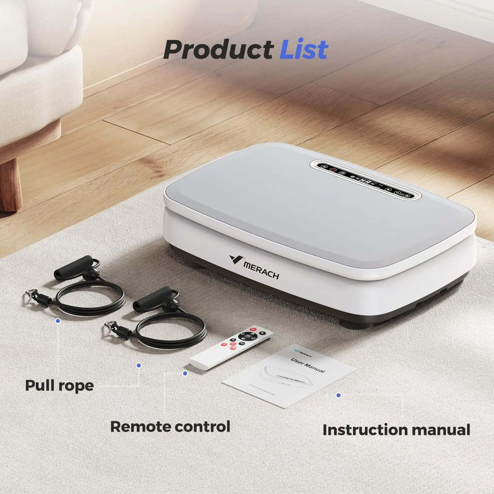 Vibration Plate Exercise Machine – Full-Body Fitness Platform with Resistance Bands with remote and accessories