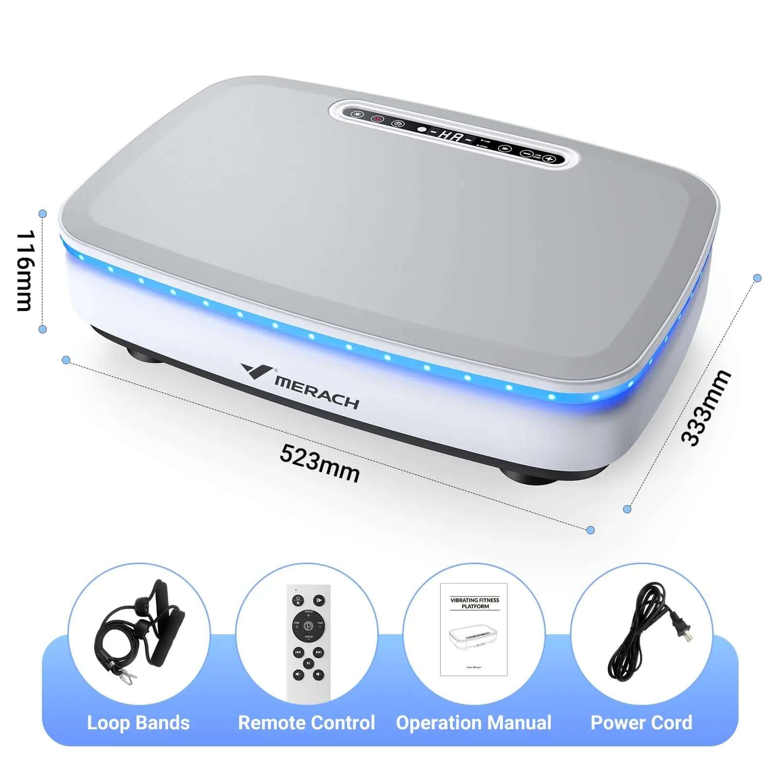Vibration Plate Exercise Machine – Full-Body Fitness Platform with Resistance Bands with user manual and remote control