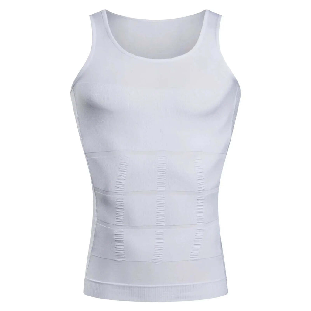 Men’s Slimming Compression Vest White Waist Trainer & Belly Control
