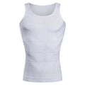 Men’s Slimming Compression Vest White Waist Trainer & Belly Control