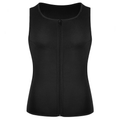 Neoprene Men's Shapers Sweat Vest for Men front view showcasing the zipper design and sleek black material.