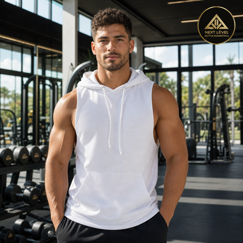 New Summer Men's Muscle Hoodie Vest Sleeveless