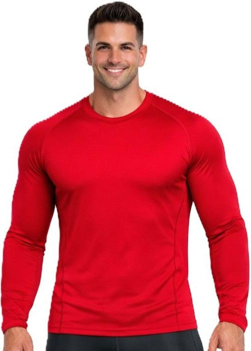 Men's UPF 50+ Long Sleeve Compression Rash Guard - Water Sports & Athletic Base Layer Shirt