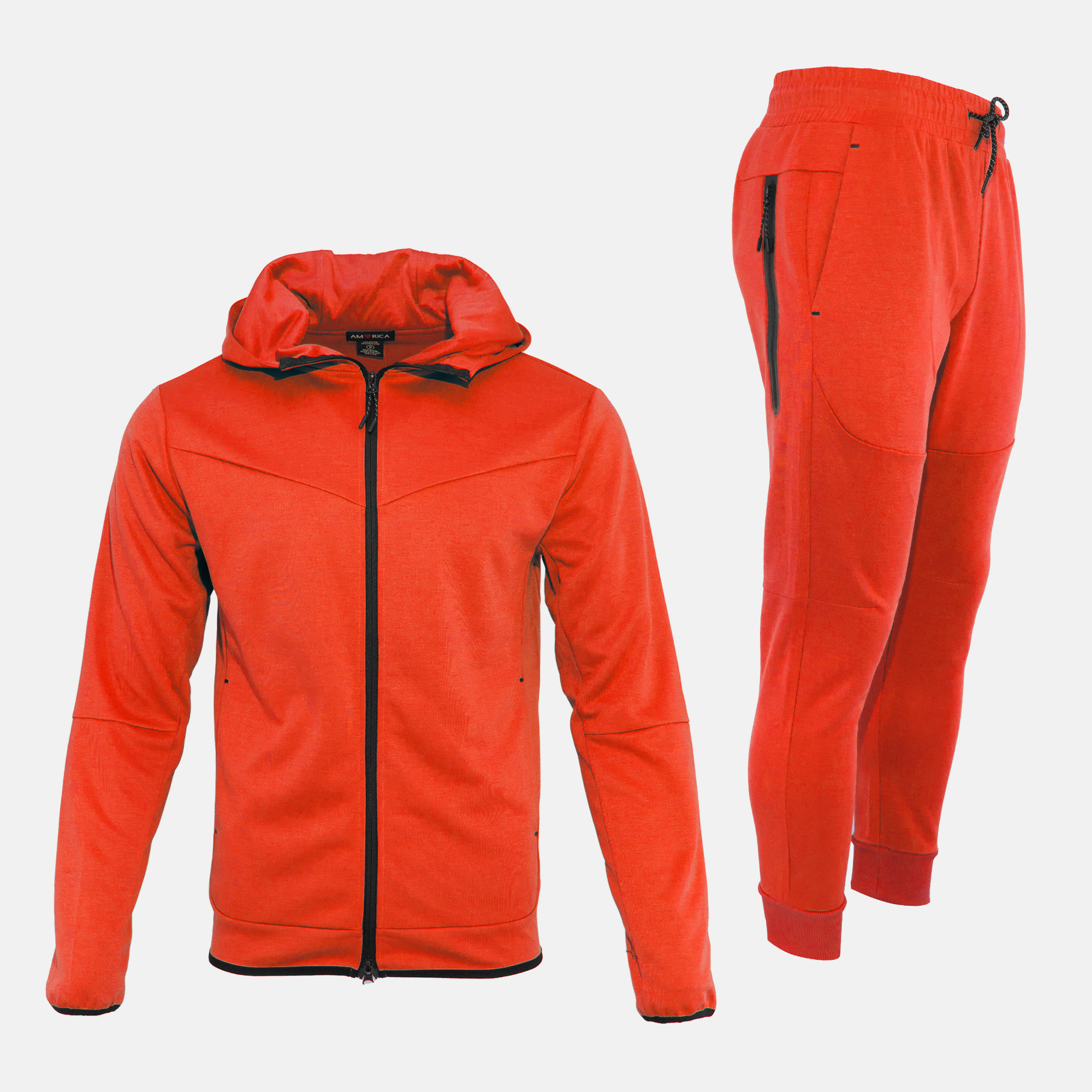 Men's Pro-Motion UltraTech Fleece Set featuring a red hoodie and joggers for style and comfort.