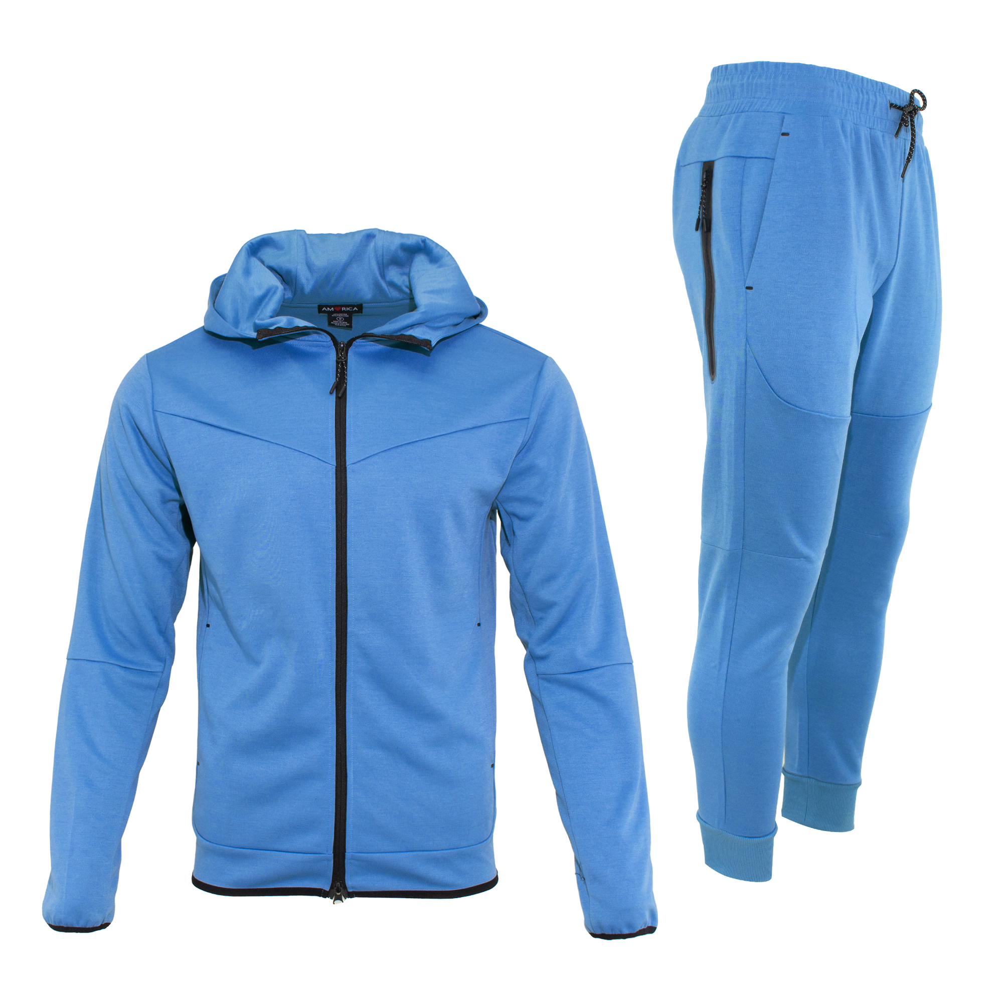 Men's Pro-Motion UltraTech Fleece Set in blue, featuring a hoodie and joggers for style and comfort.