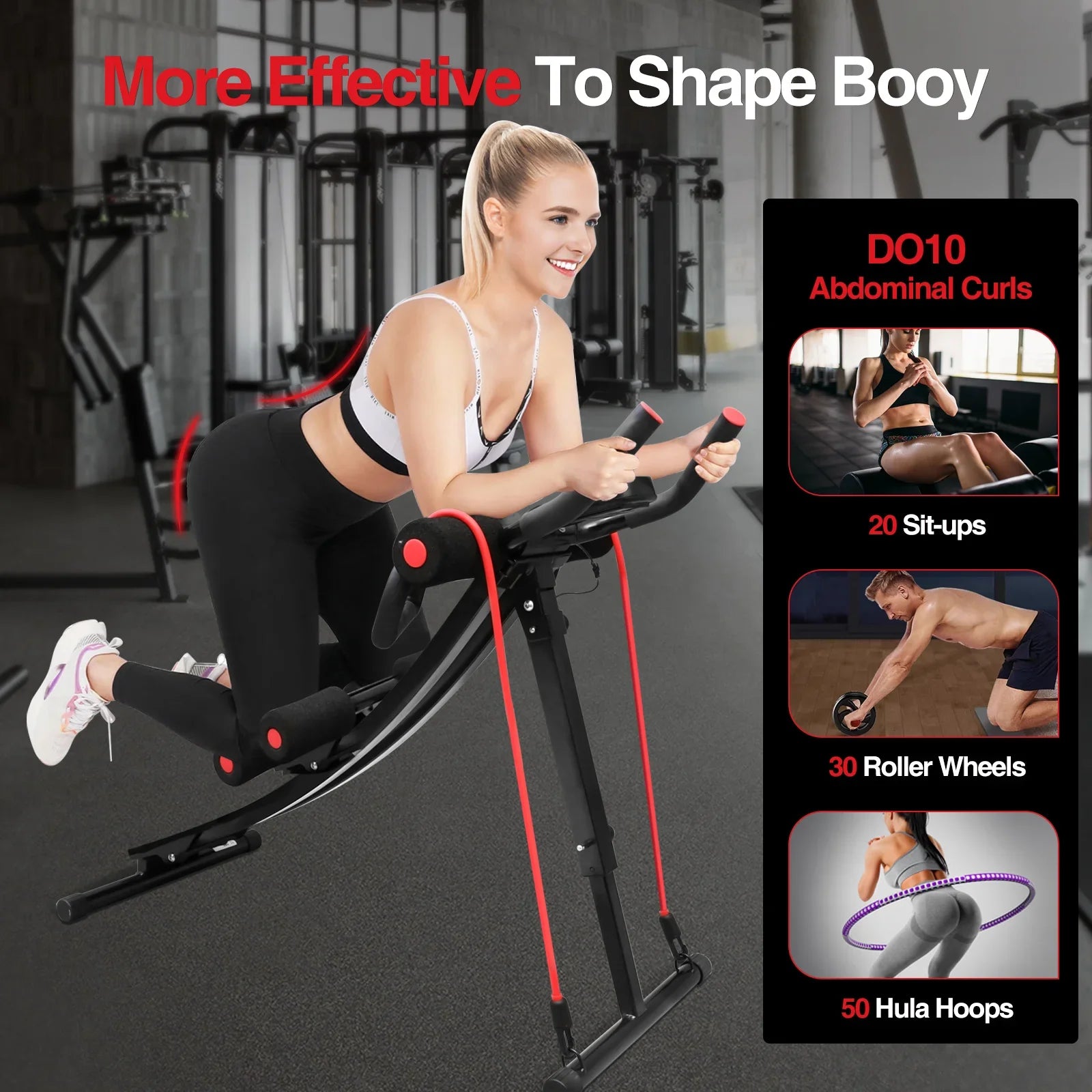 GIKPAL Foldable Ab Machine for home gym with LCD display, shown in use for effective core training and abdominal curls.